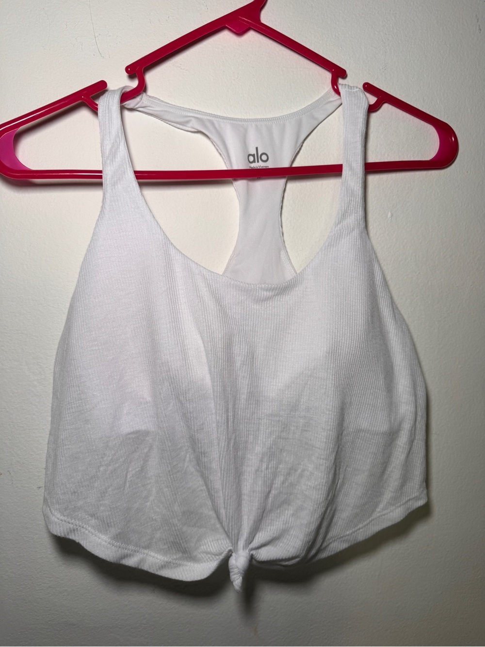 Alo Women’s White Ribbed Racerback Bra Top